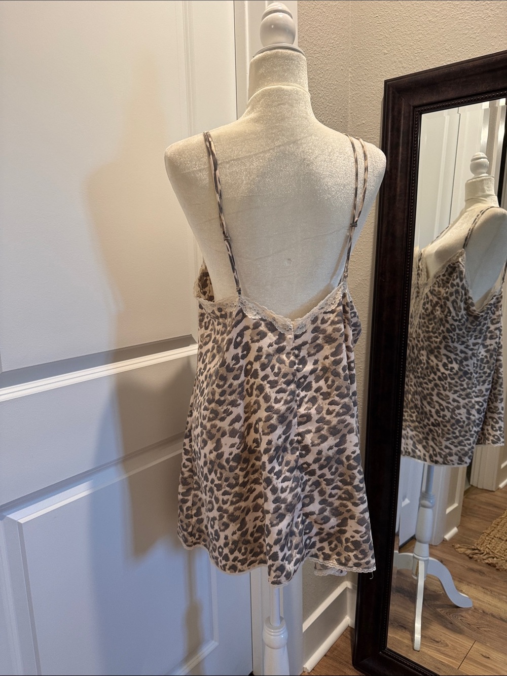 aerie Leopard Print Lace-Trim Slip - Beige & Brown - Picture 5 of 12